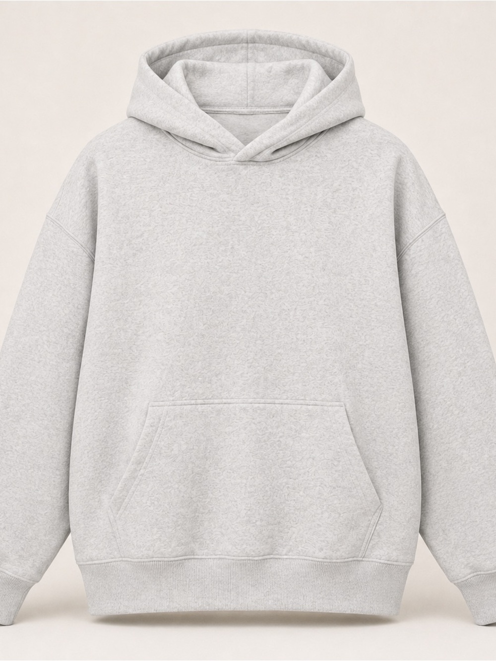 Men's Light Gray Crewneck Hoodie - Minimal Pullover